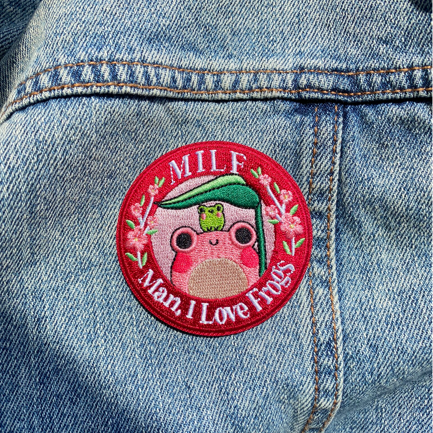 Man, I Love Frogs Iron On Patch
