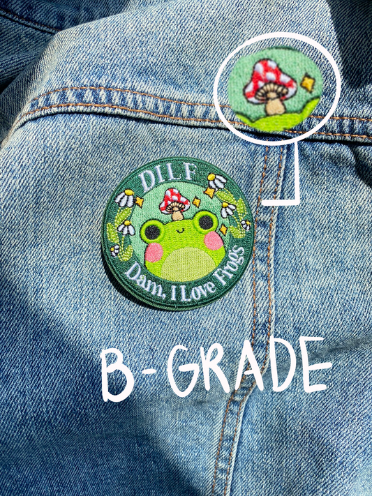 B-grade: Dam, I Love Frogs Iron On Patch