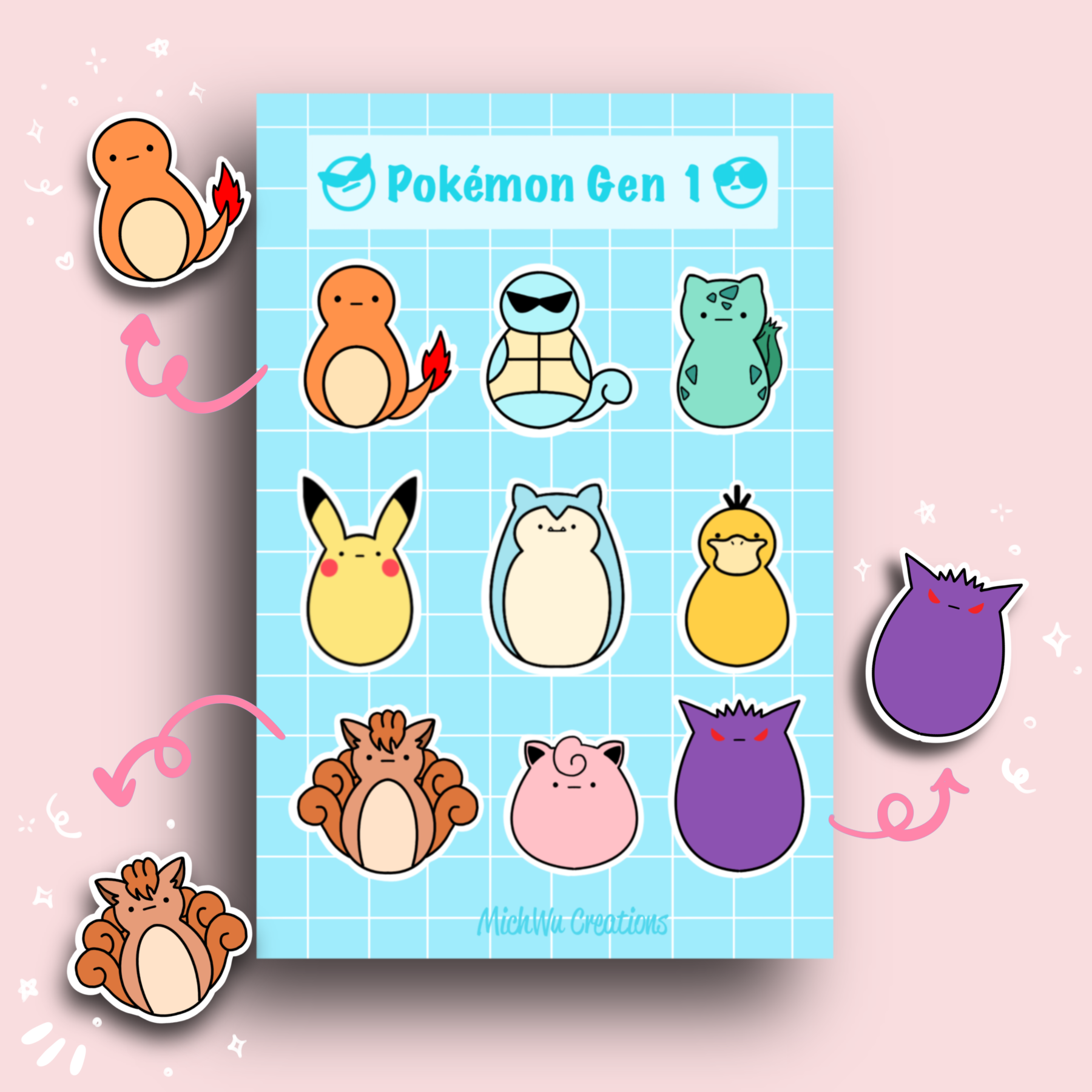Pokemon Gen 1 Sticker Sheet – michwucreations