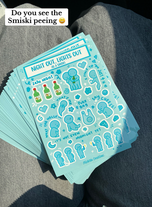Blue Smiski Sticker Sheet