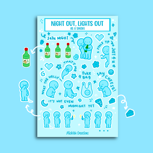 Blue Smiski Sticker Sheet