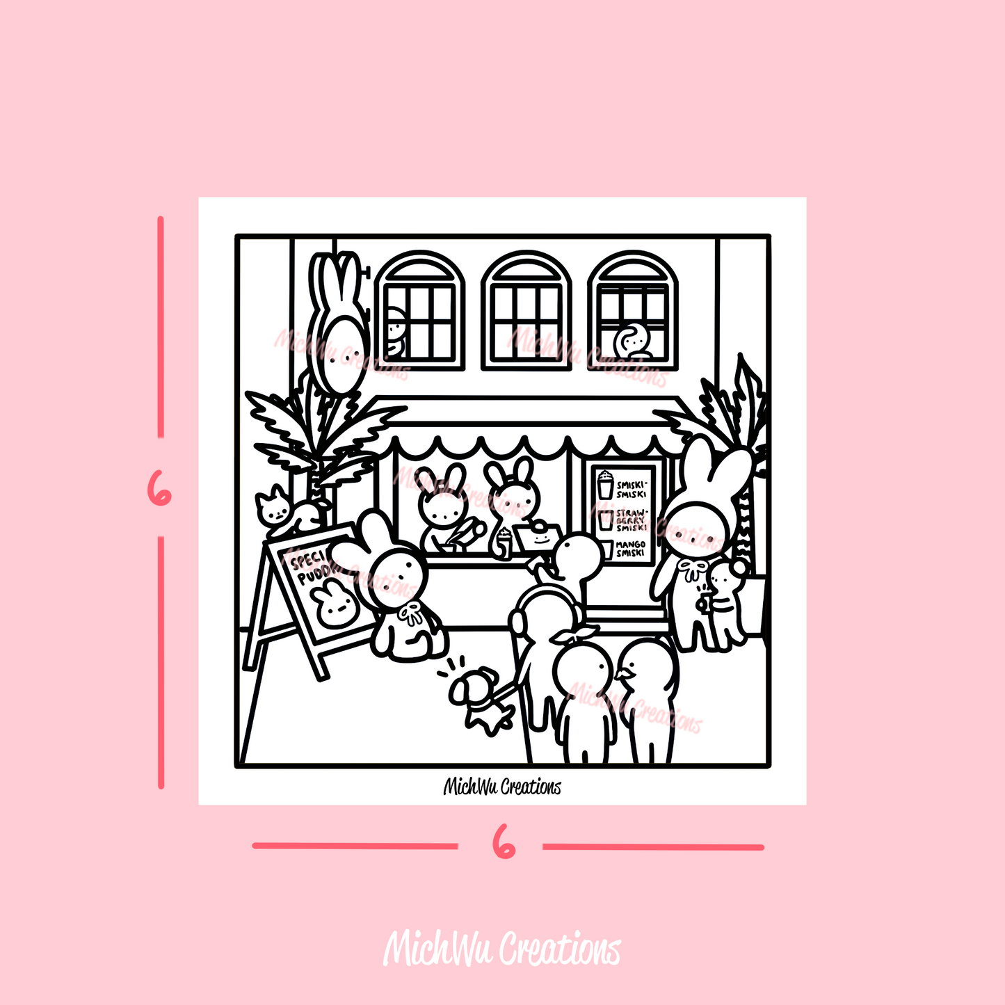 Bunny Matcha Smiski Cafe Coloring Sheet | physical print