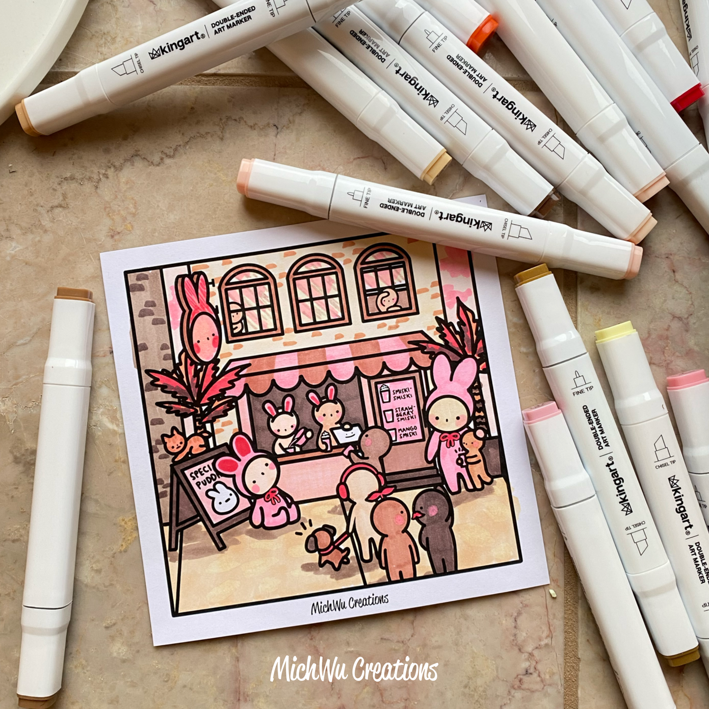 Bunny Matcha Smiski Cafe Coloring Sheet | physical print