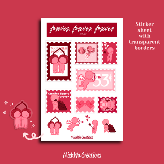 Pink Smiski Forever Love Sticker Sheet