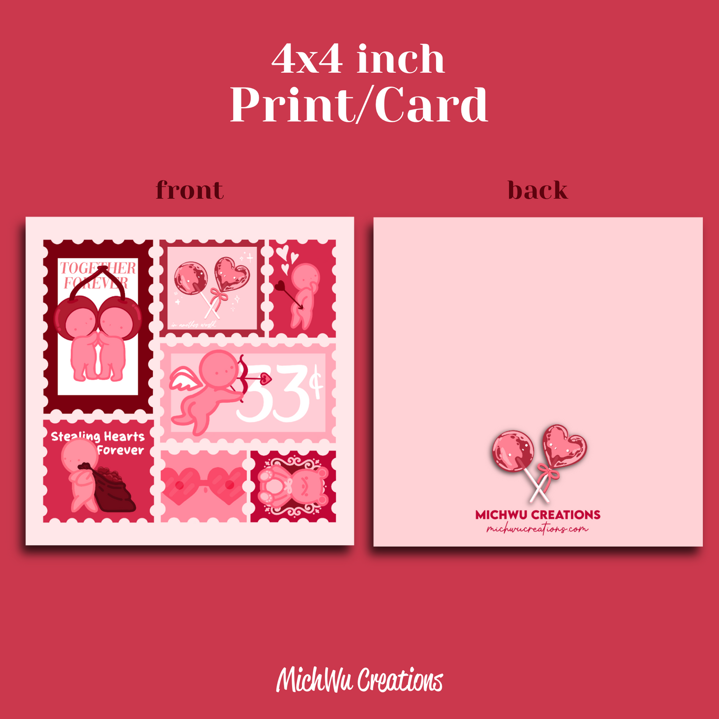 Pink Smiski Forever Love 4x4 inch card