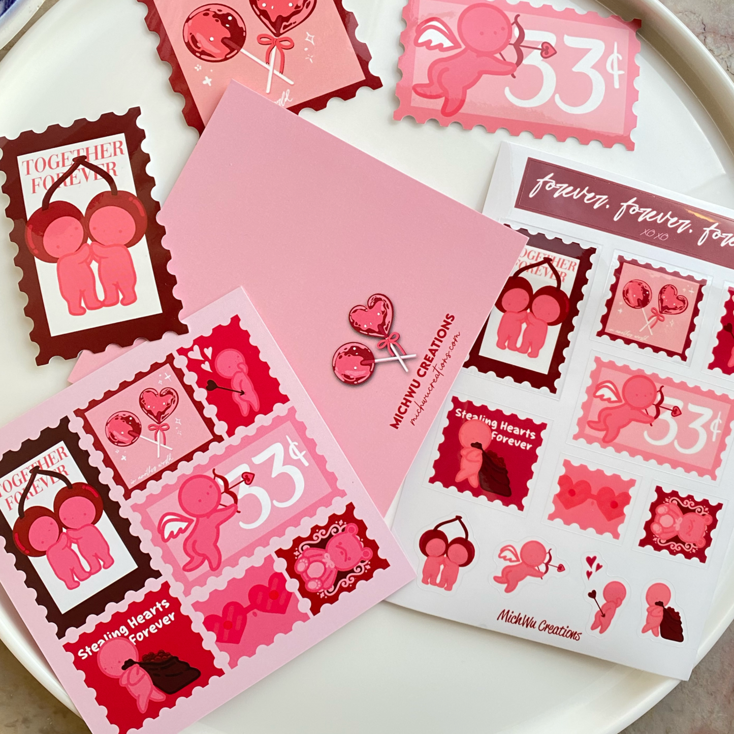 Cupid Pink Smiski Stamp Sticker