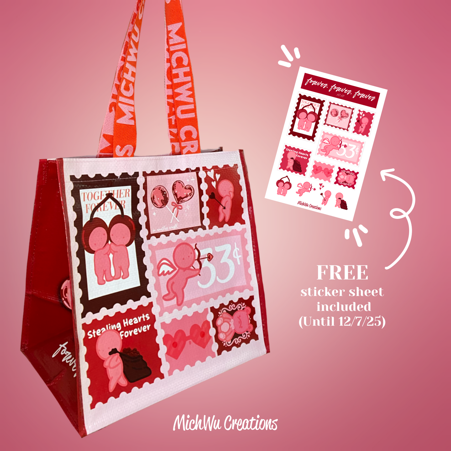 Pink Smiski Forever Love Tote Bag