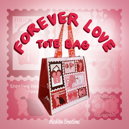 Pink Smiski Forever Love Tote Bag