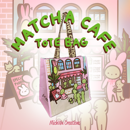 Bunny Matcha Smiski Cafe Tote Bag