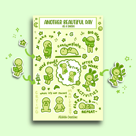 Green Smiski Sticker Sheet