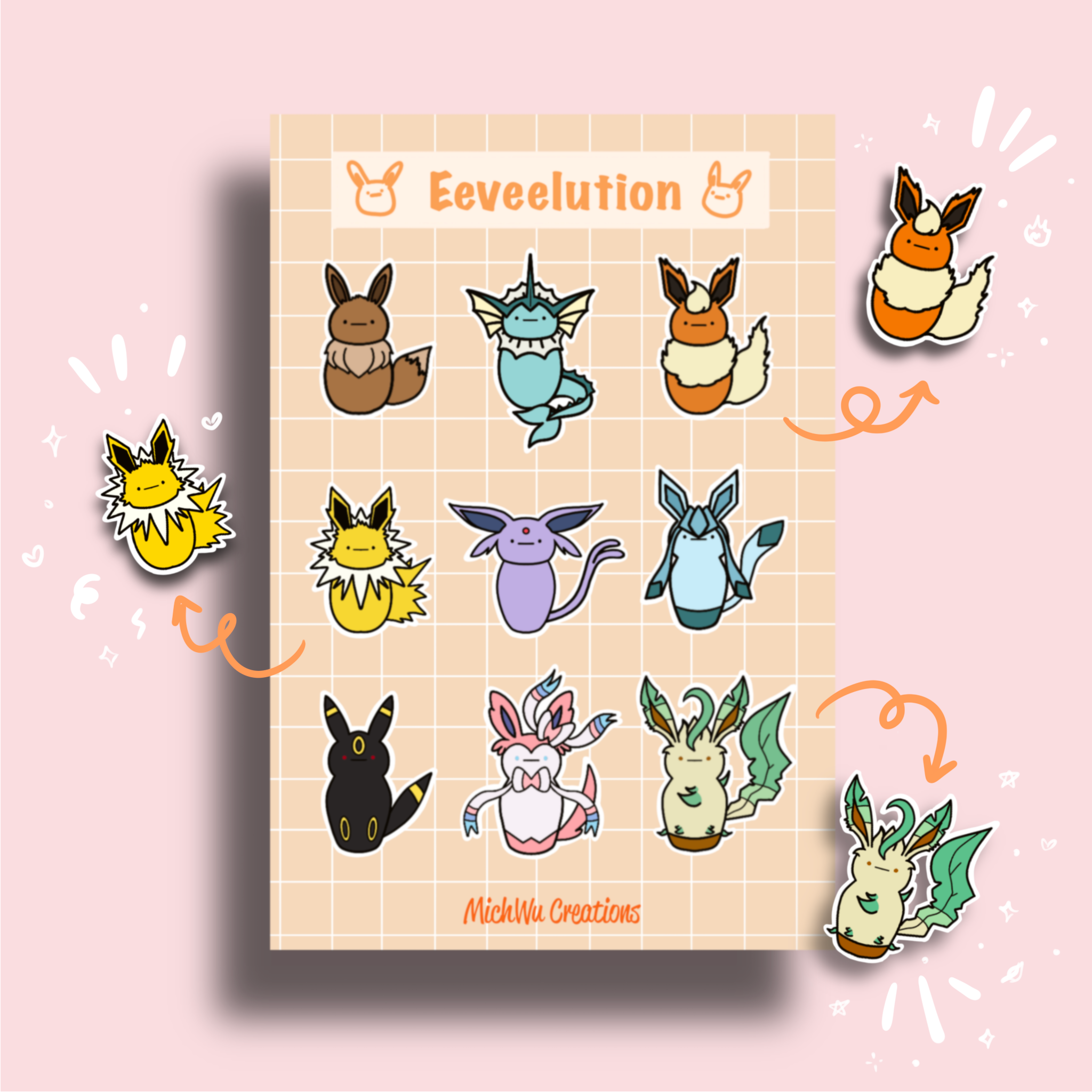 Eeveelution Sticker Sheet – michwucreations