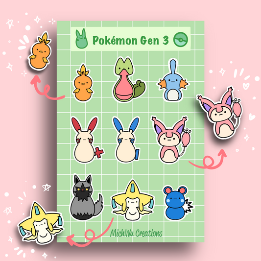 Pokemon Gen 3 Sticker Sheet