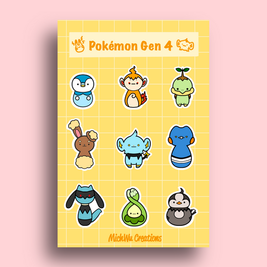 Pokemon Gen 4 Sticker Sheet