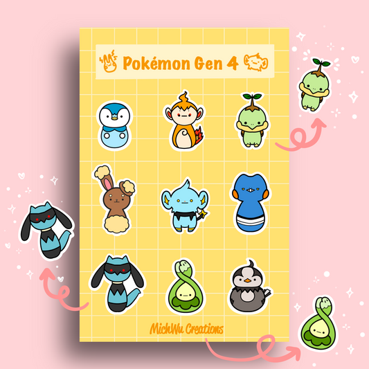 Pokemon Gen 4 Sticker Sheet