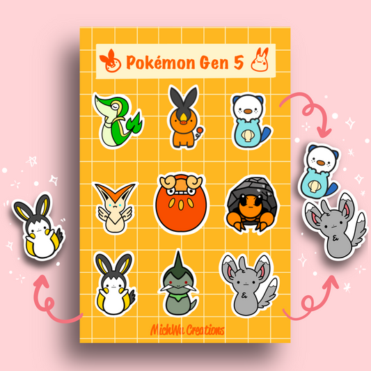 Pokemon Gen 5 Sticker Sheet