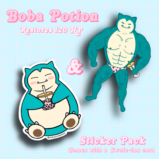 Snorlax Boba Potion Sticker Pack