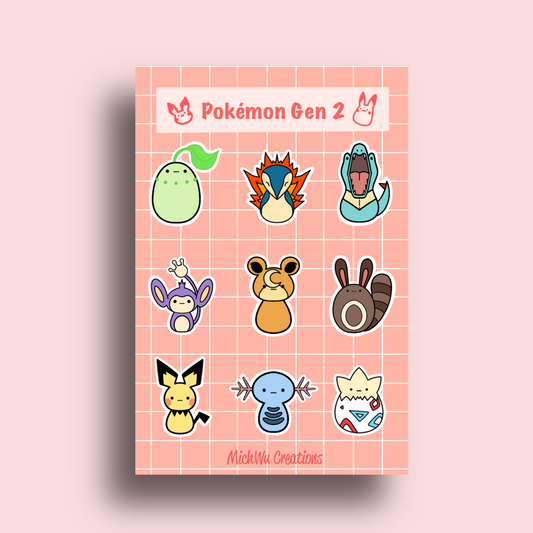 Pokemon Gen 2 Sticker Sheet