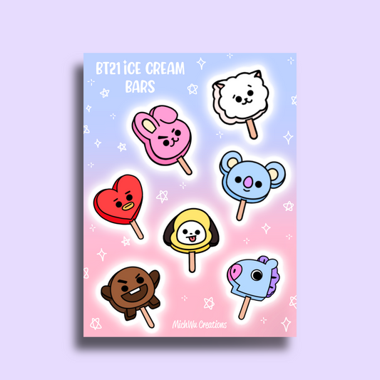 BT21 Ice Cream Bars Sticker Sheet