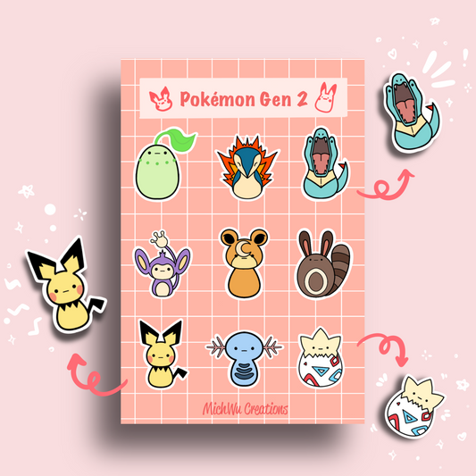 Pokemon Gen 2 Sticker Sheet