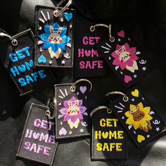 Get Home Safe Bunny Embroidery Keychain
